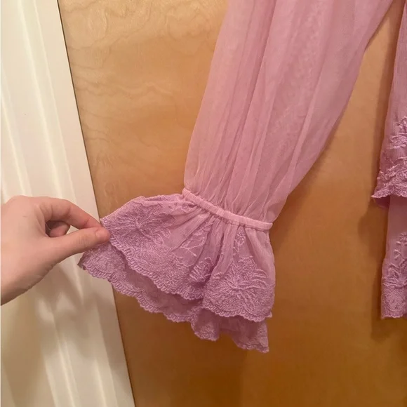 NWOT Free People Lavender Ruffled Blouse🪻🎀💗 - Picture 3 of 5